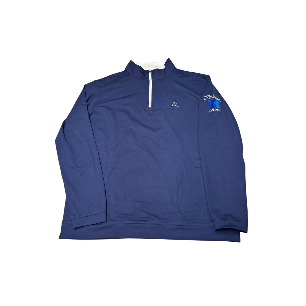 Rhoback Mens XL Navy Blue Quarter Zip Pullover Performance Golf Sweatshirt Logo